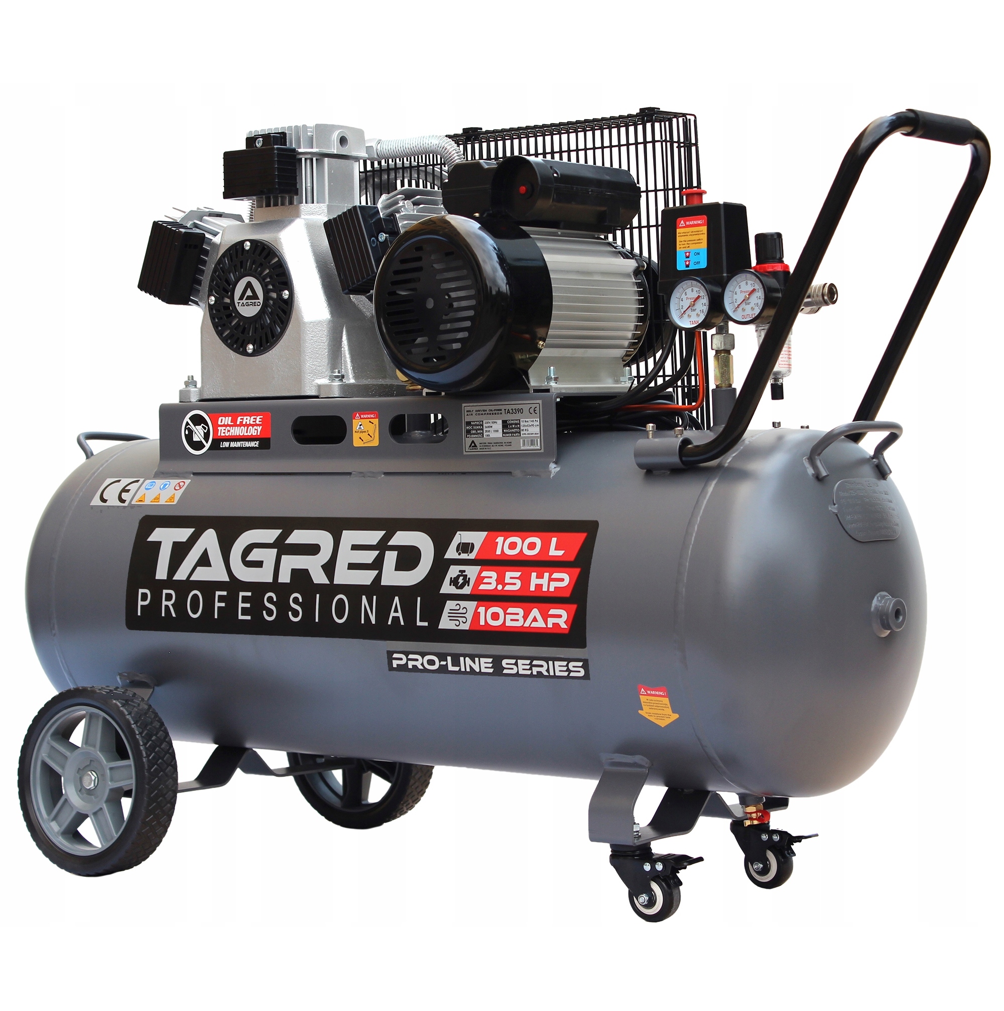 Kompresor bezolejowy Tagred TA3390 100 l 10 bar